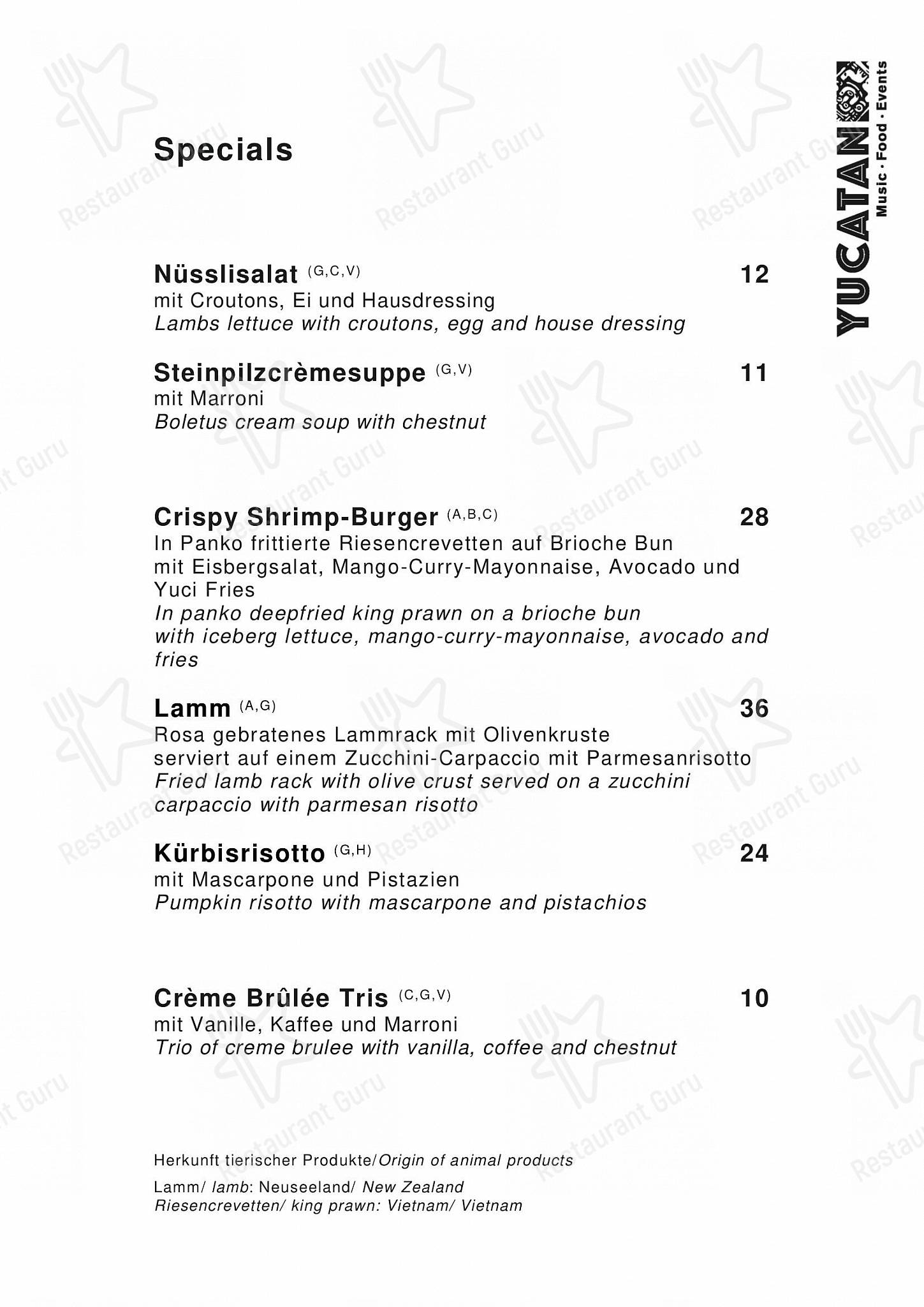 Lunch Menu per Yucatan Kitchen&Bar pub & bar