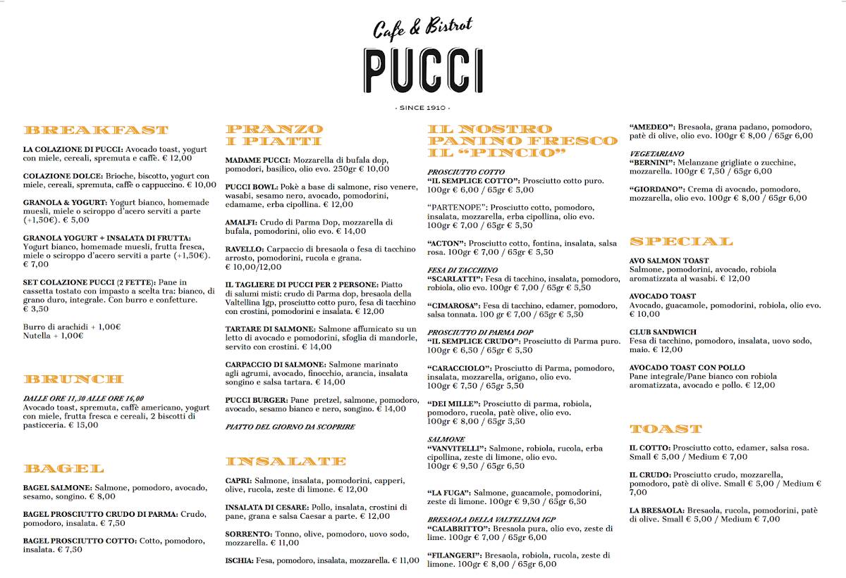 Menu di Pucci Cafè & Bistrot 