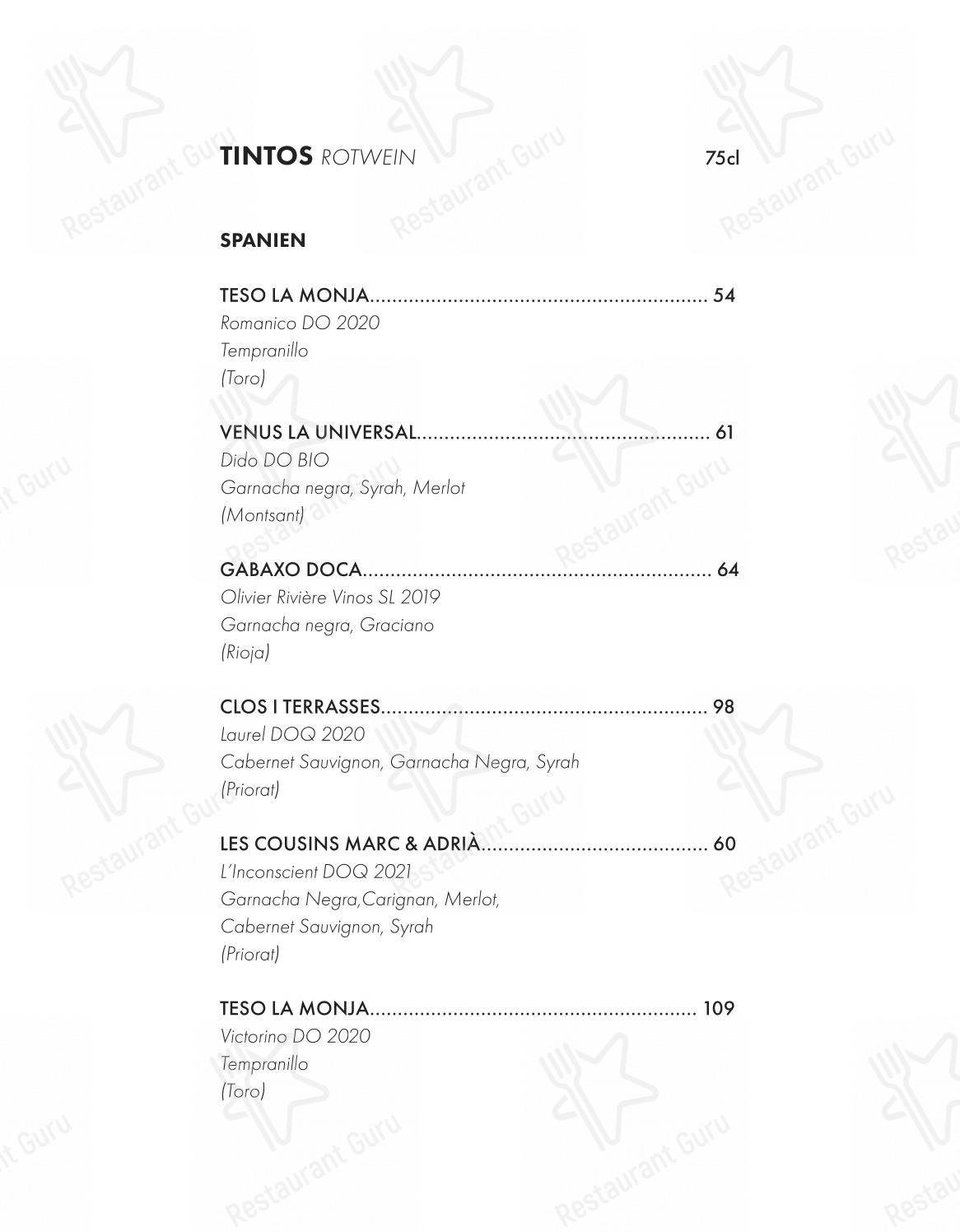 Püente in Zurigo - Menu bar