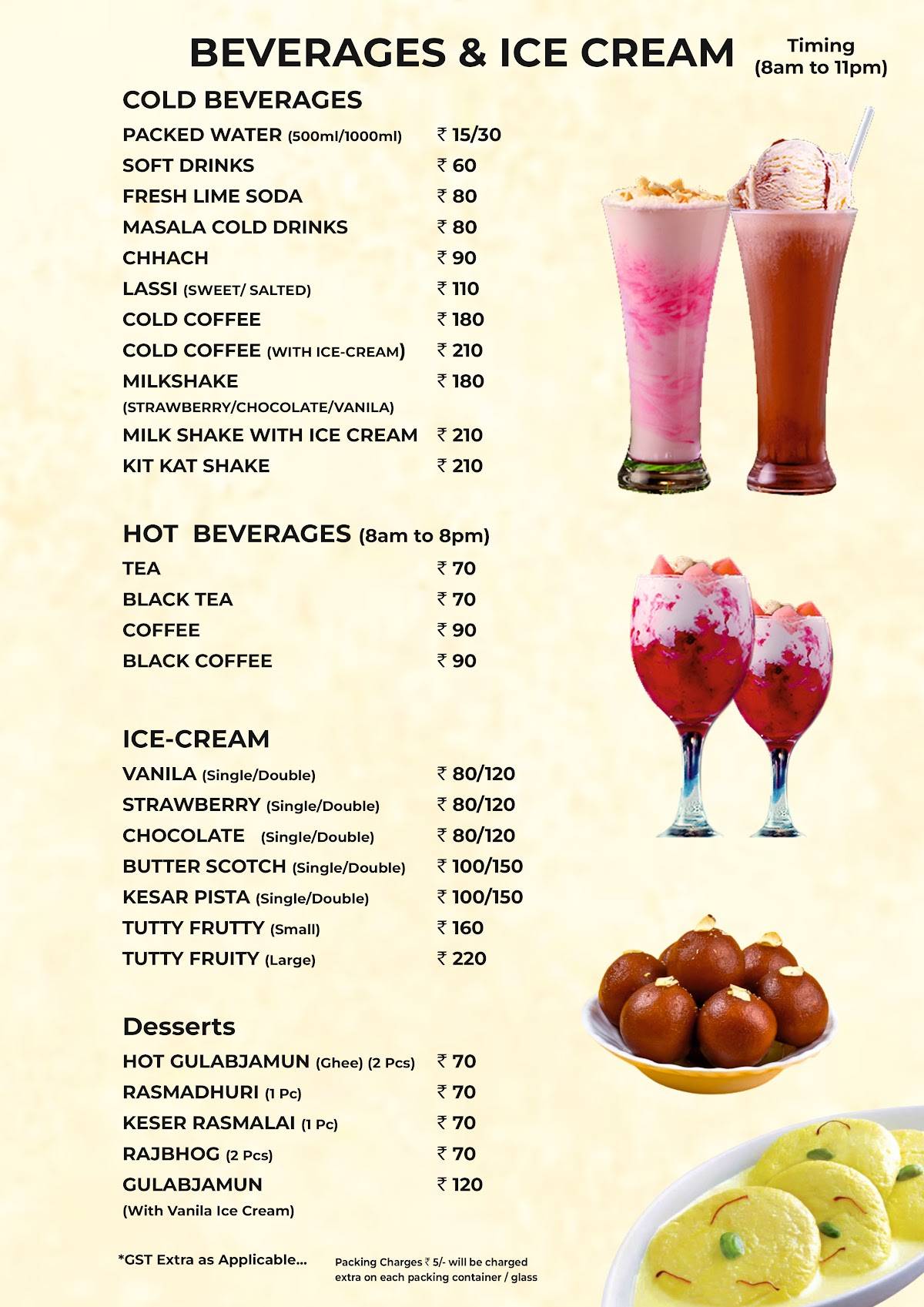 Puja Sweets, Restaurant and Party Hall menu