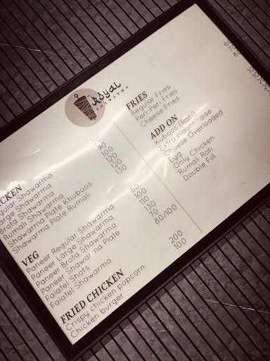 The Royal Shawarma menu