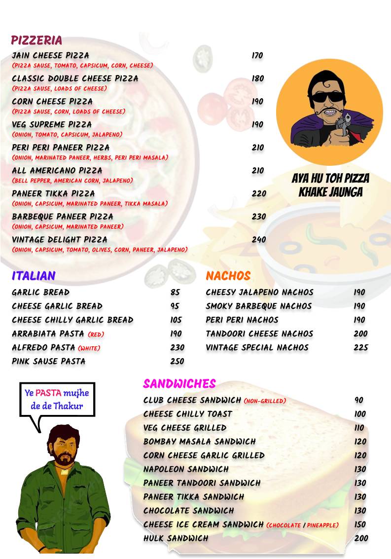Vintage Cafe menu