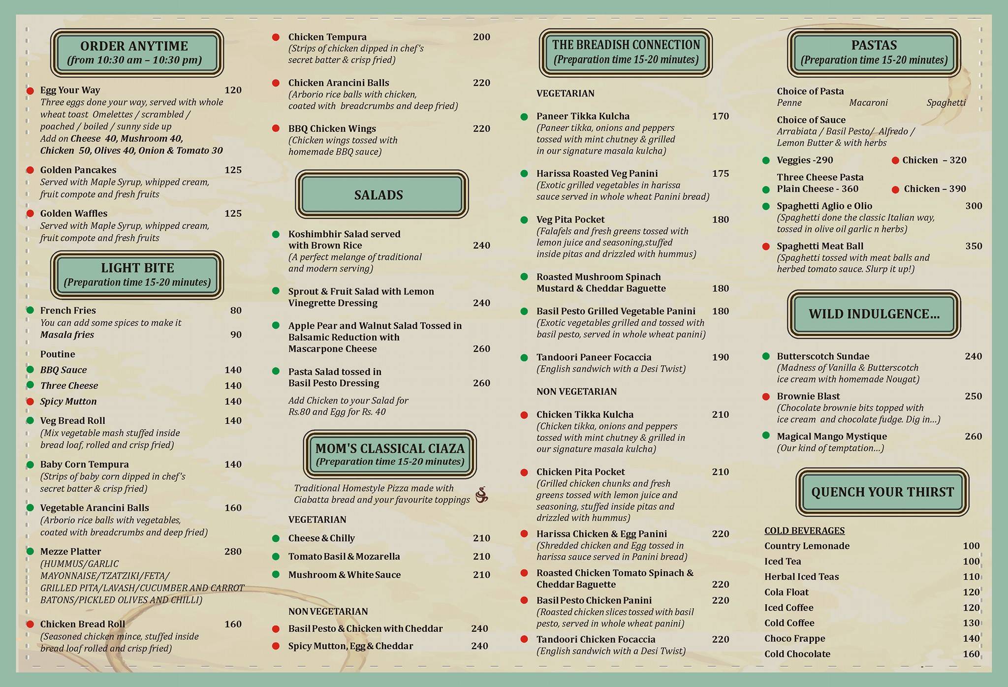 Wild Sugar Patisserie & Cafe menu