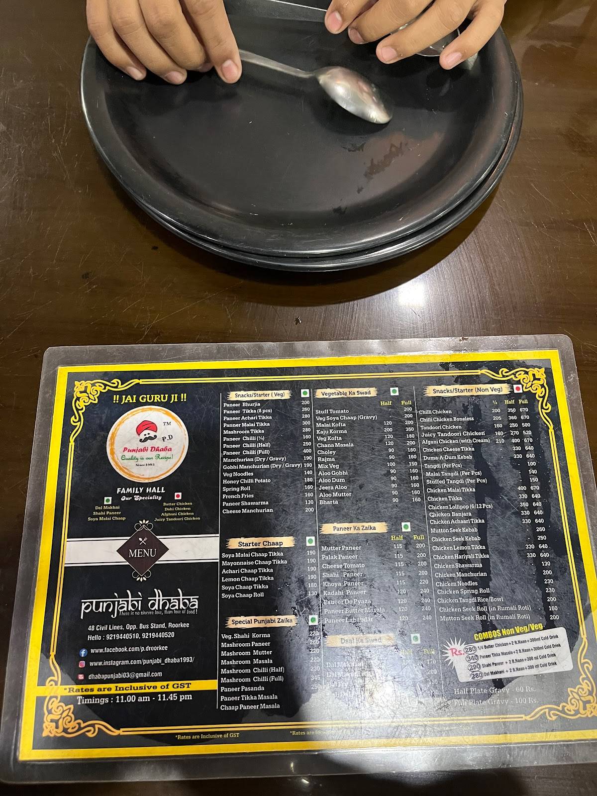 Punjabi Dhaba menu