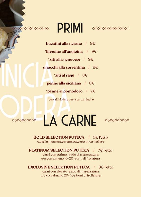 Menu de Puteca Osteria & Braceria