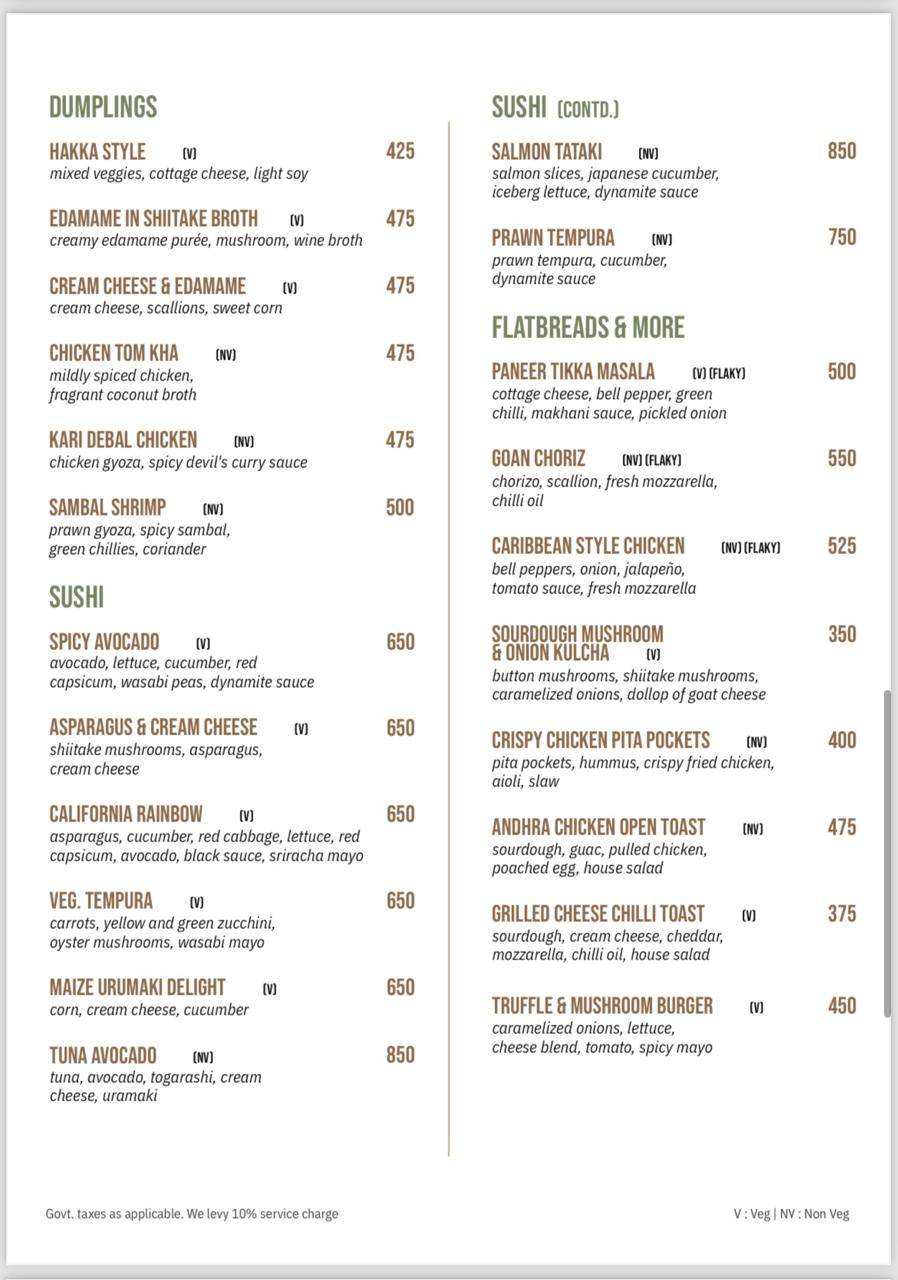 QORA - Cocktail Bar & Kitchen menu