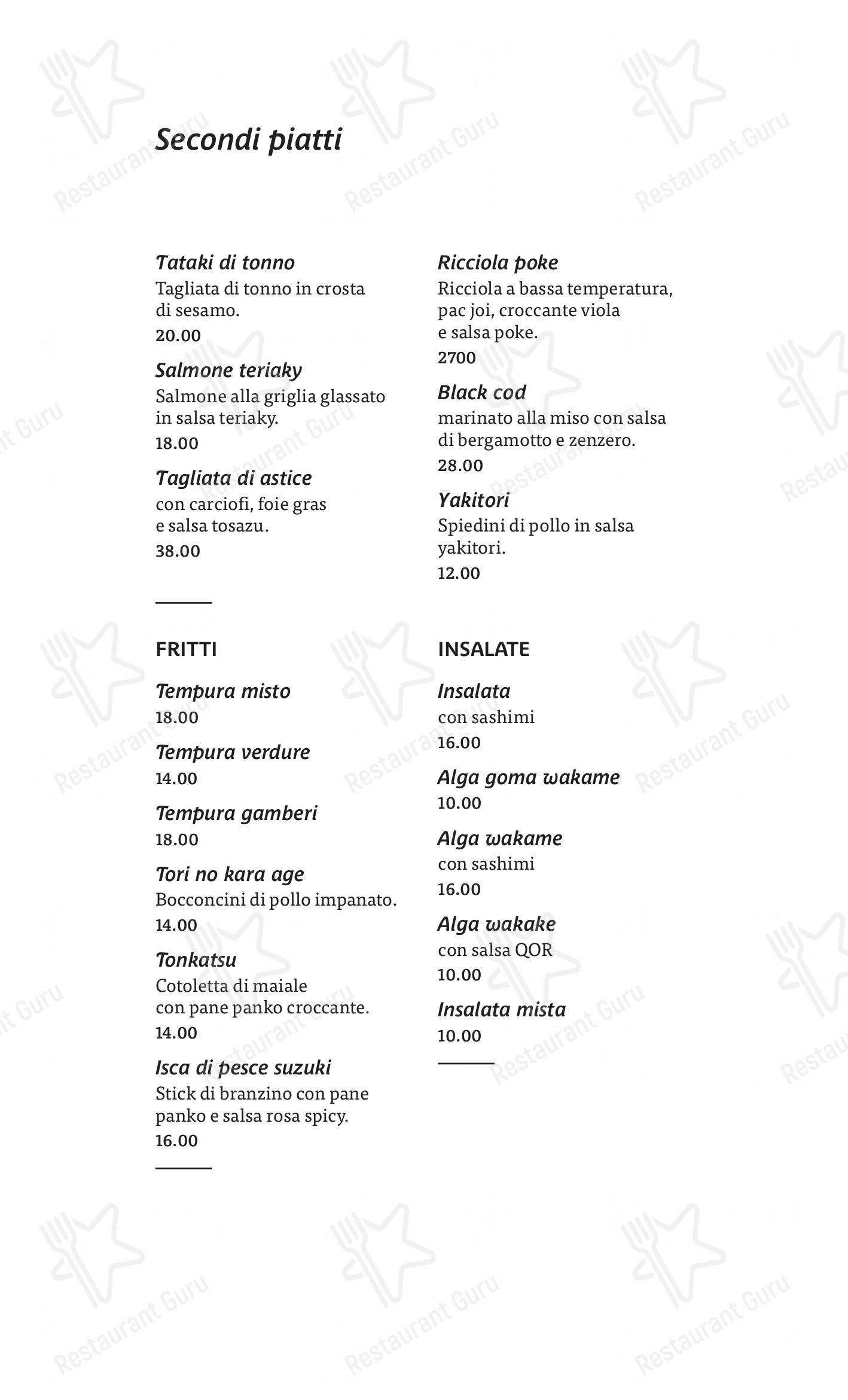 Menu per QOR - Ristorante Giapponese - Milano ristorante