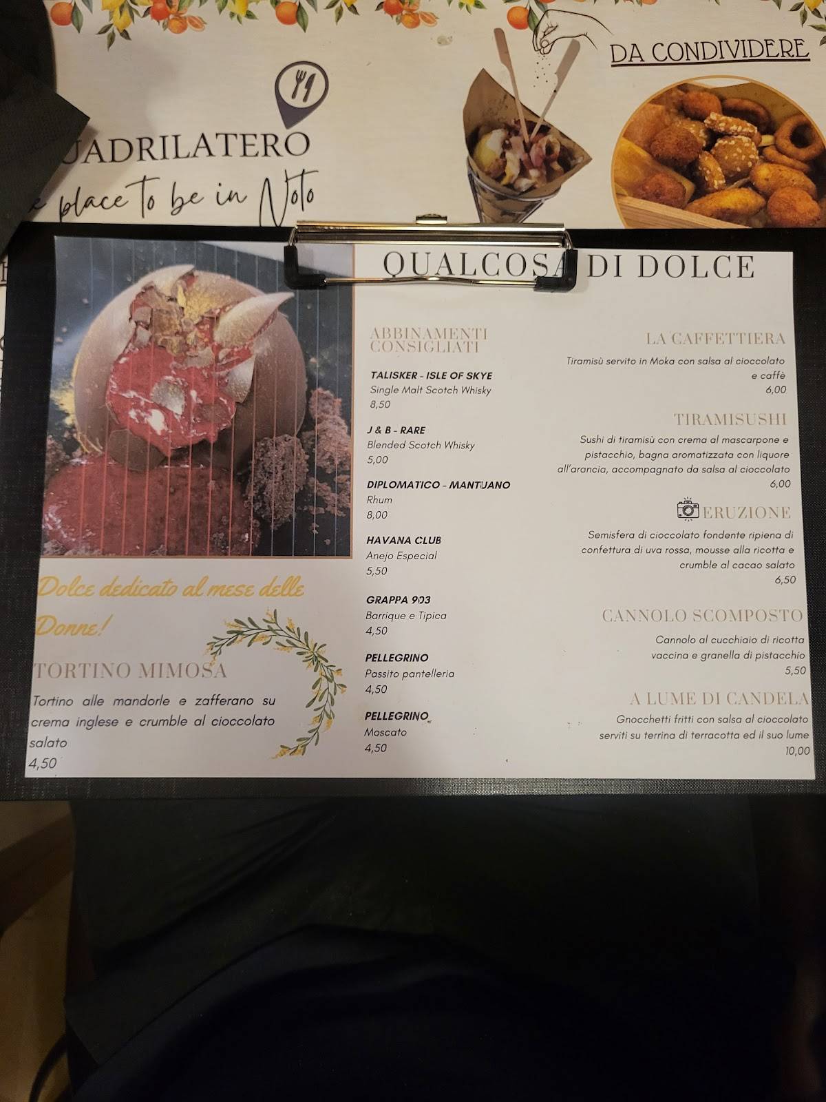 Menu di QUADRILATERO RISTORANTE PIZZERIA