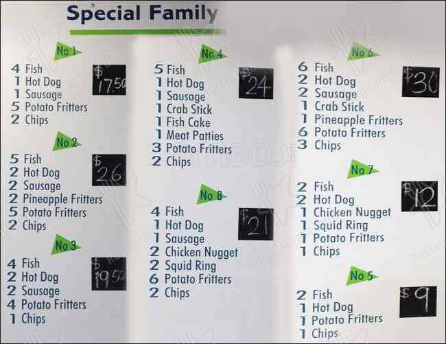 Menu at Queen Street Seafoods Fish & Chips restaurant, Lower Hutt