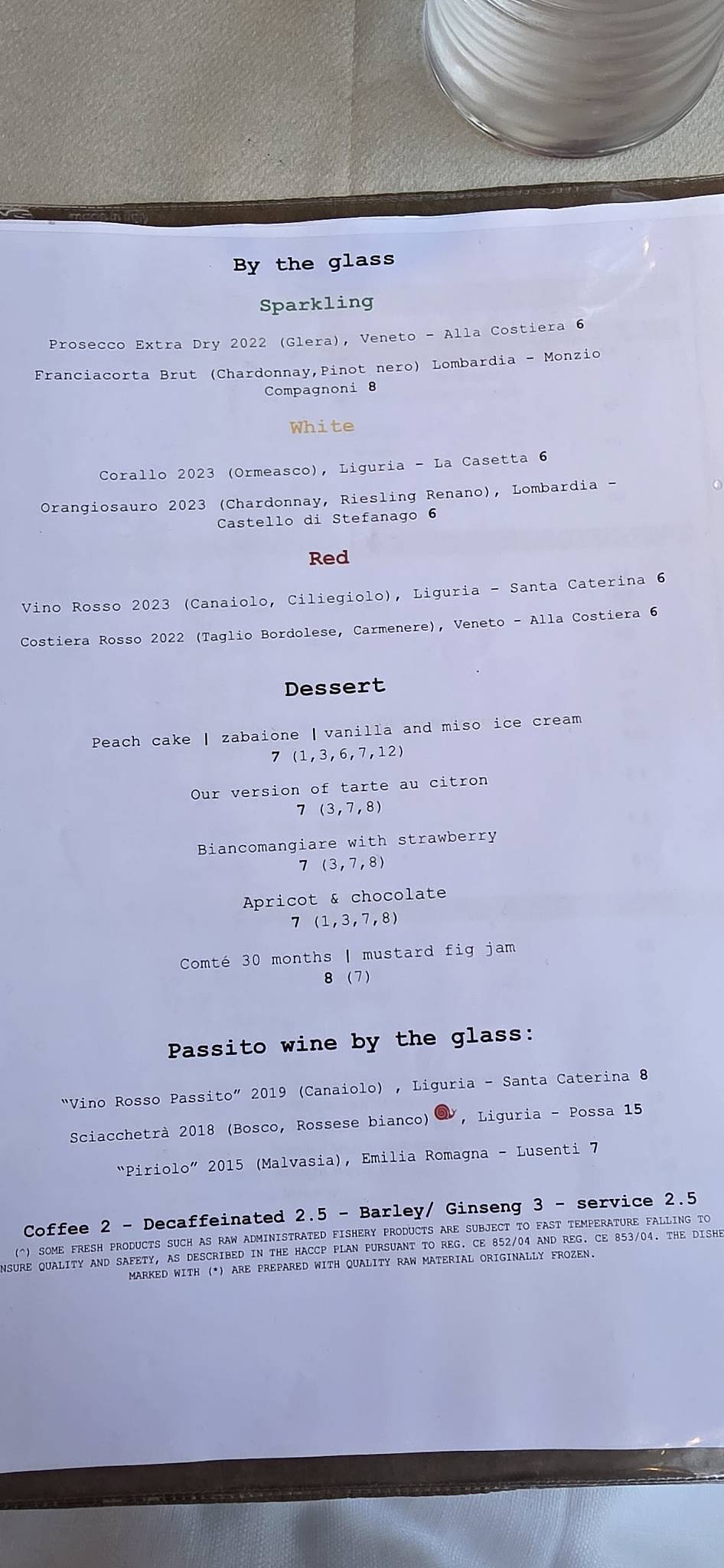Menu di Quelli dell'Acciughetta 