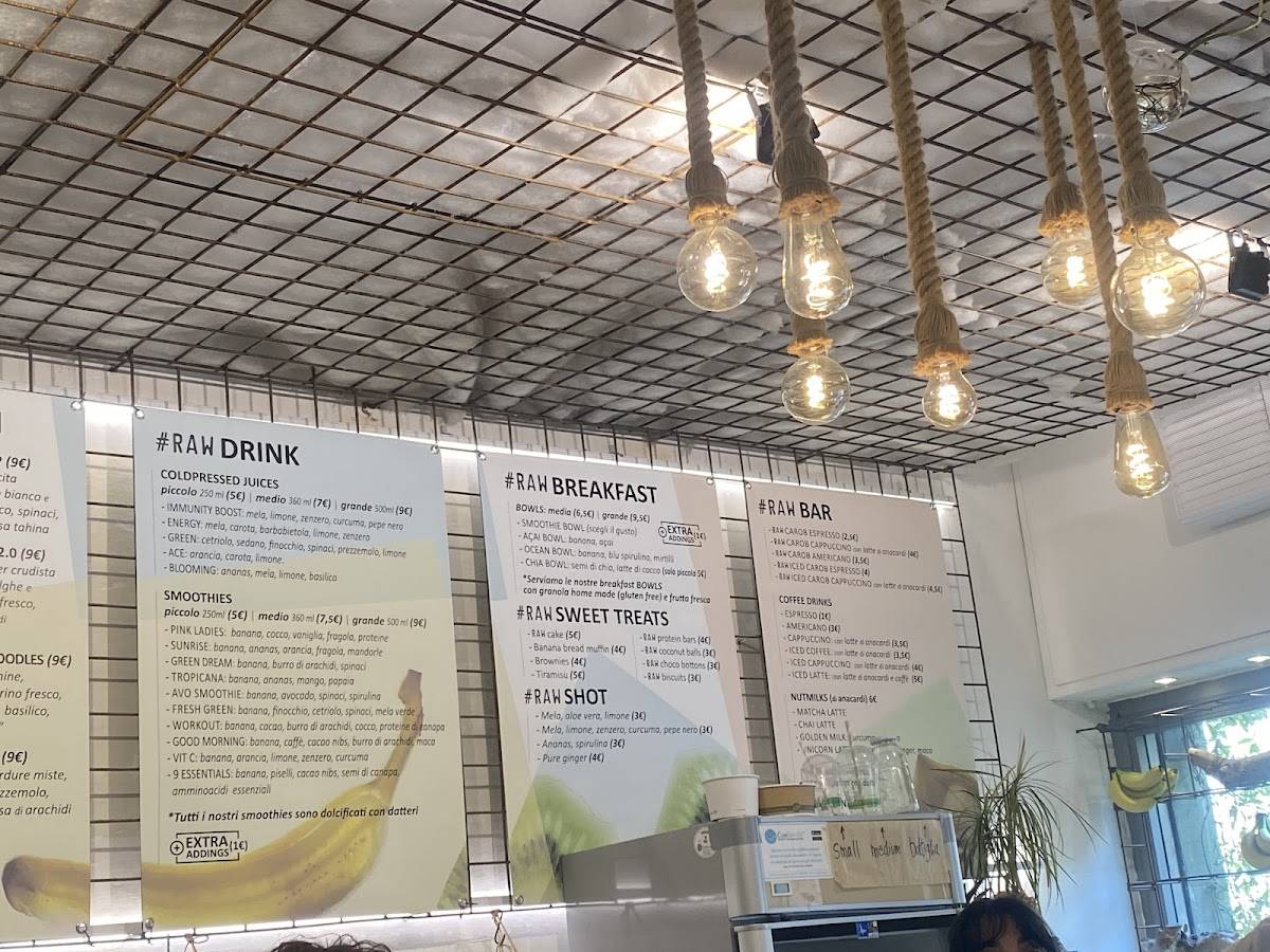 Menu di RAW VEGAN FIRENZE 