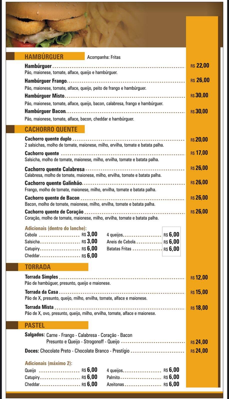 RGC Lancheria e Restaurante cardápio