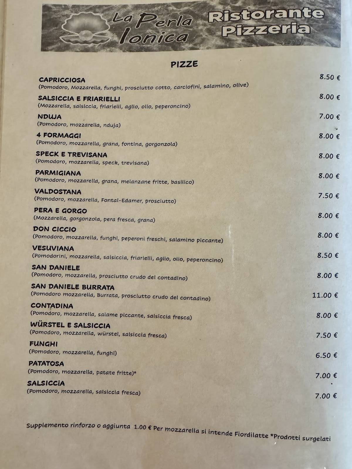Menu di La Perla Ionica 