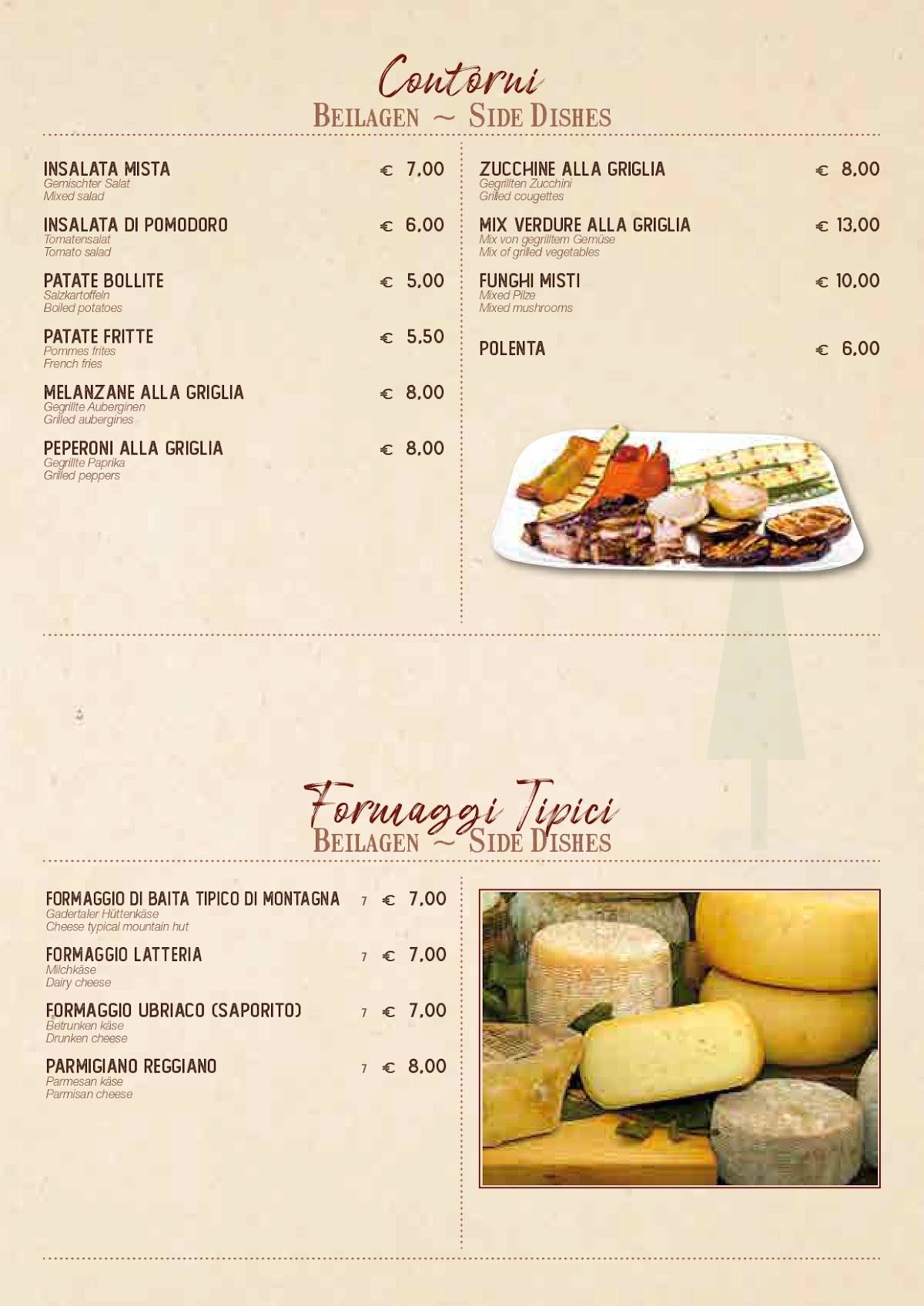 Menu di RISTORANTE PIZZERIA SKI BAR SAN CASSIANO 