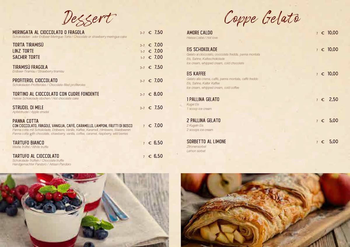 Menu di RISTORANTE PIZZERIA SKI BAR SAN CASSIANO 