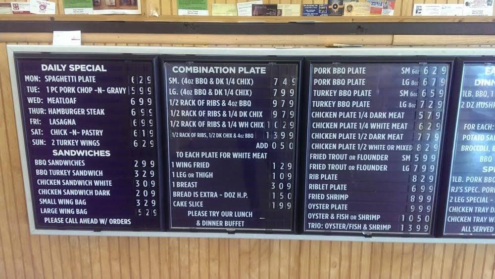 Menu at RJ's Famous Chicken, BBQ & Ribs, Greenville