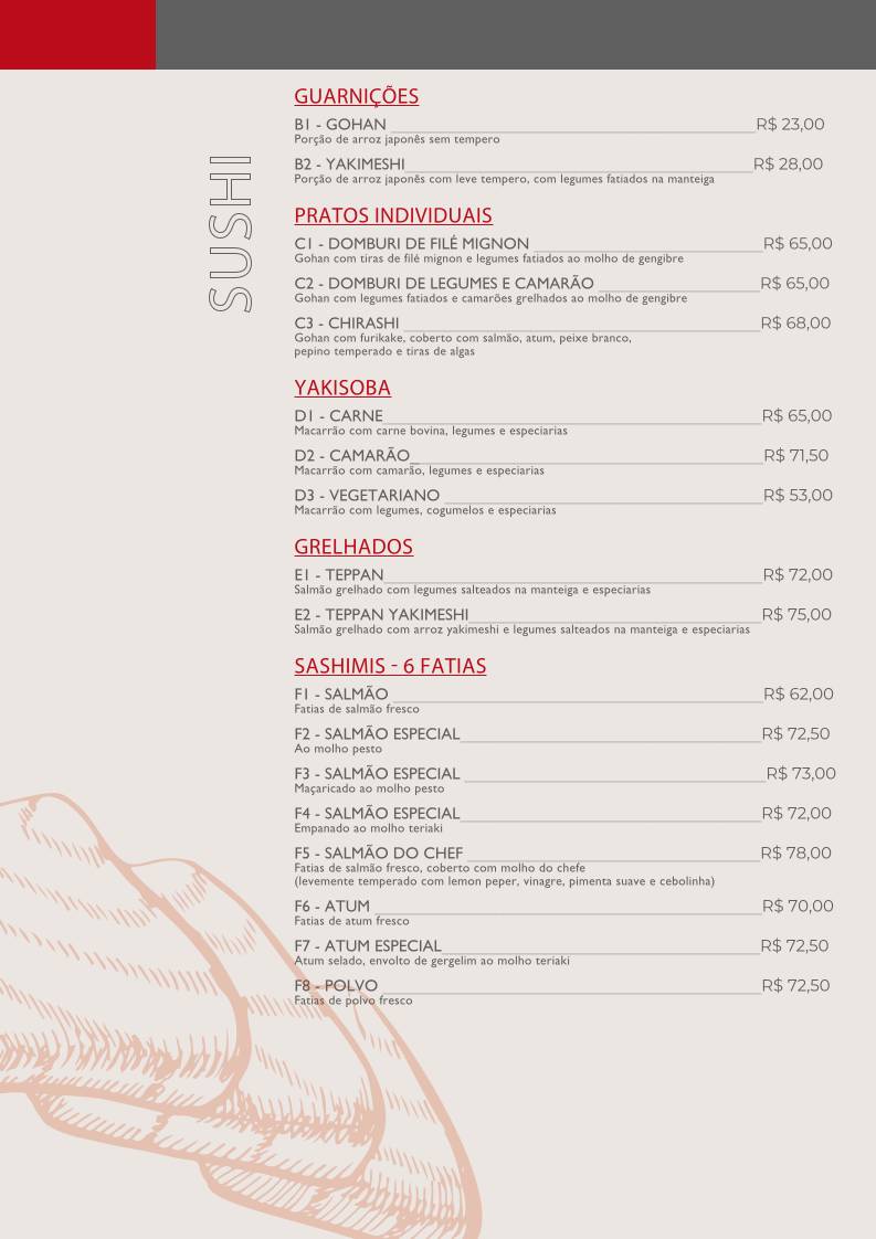 RYU - Sushi Bar cardápio