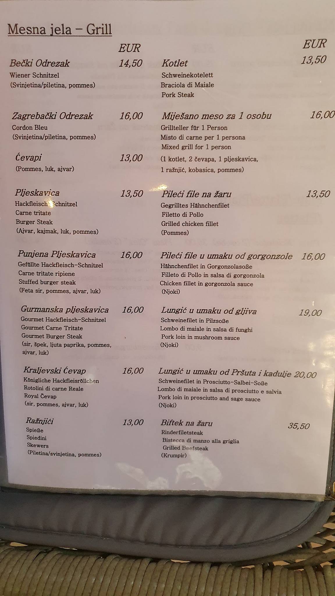 Menu di Restaurant Olea 