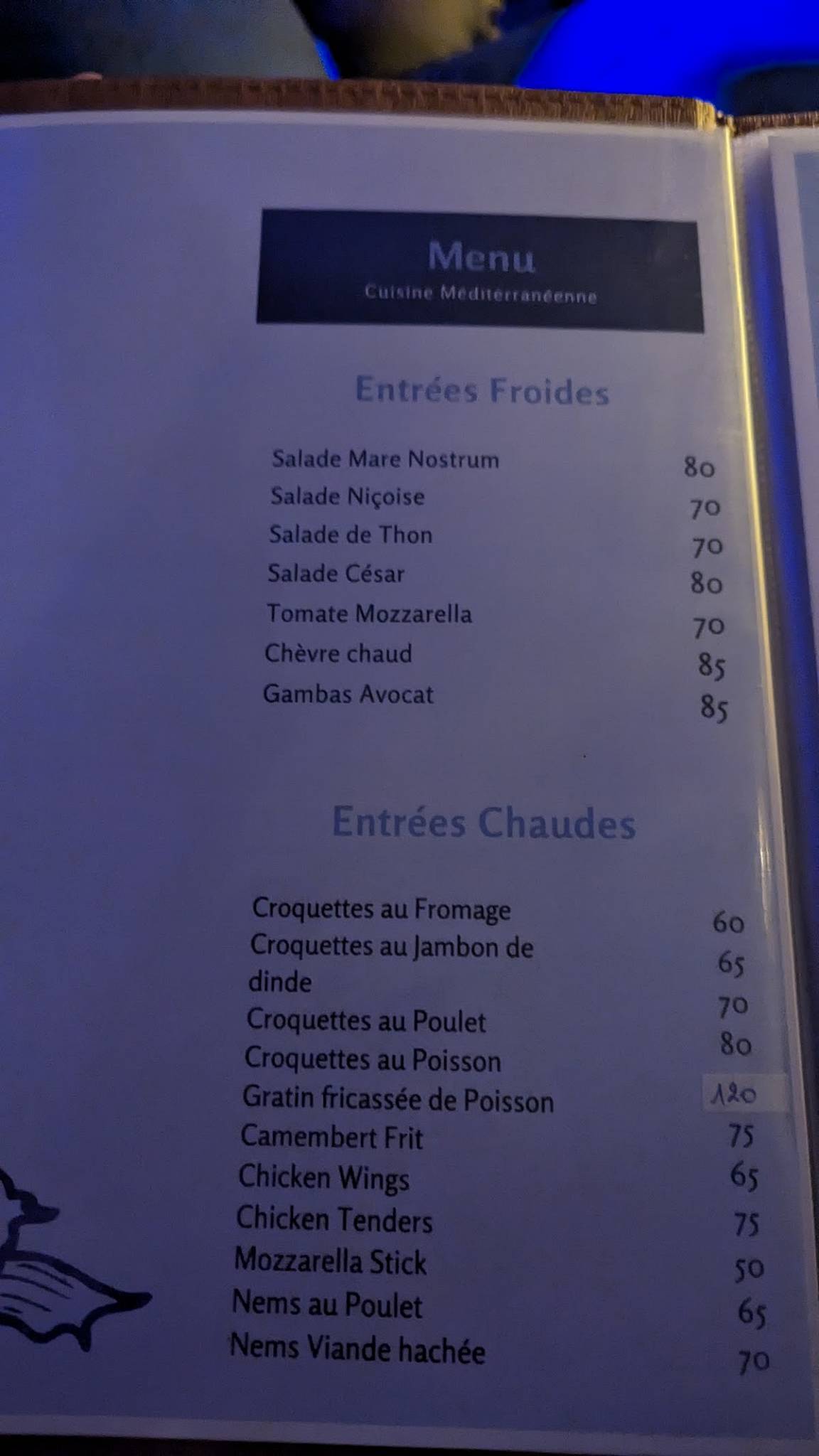 Menu de Le Maré Nostrum (Restaurant)