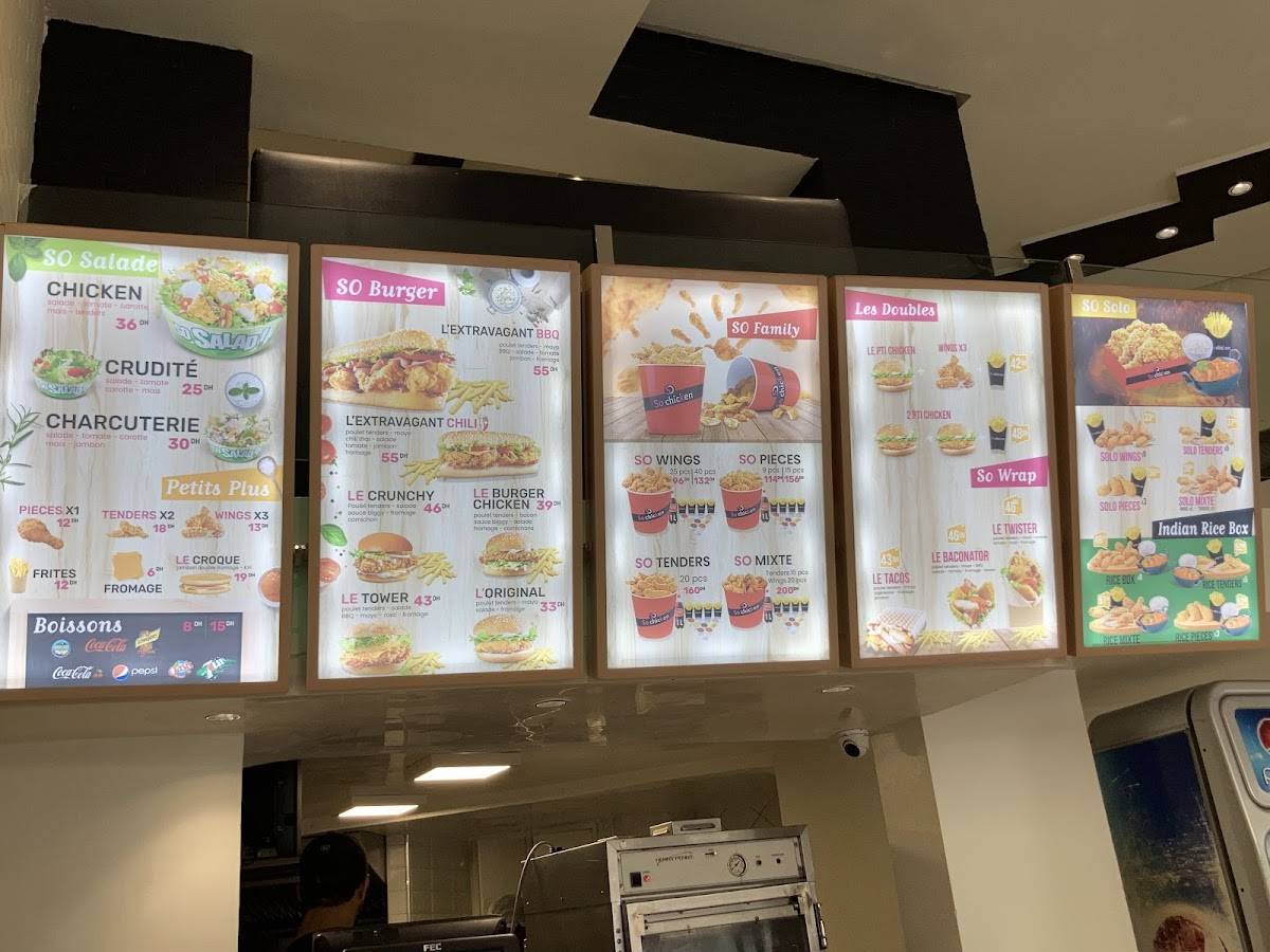 Menu de So Chicken Rabat