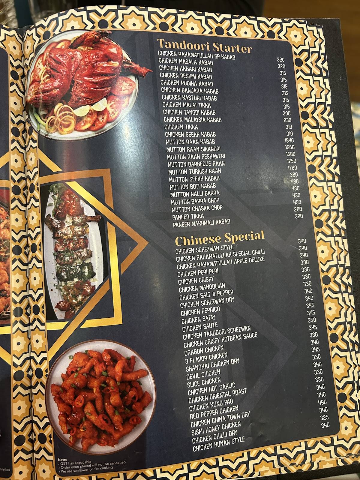 Rahamatulla Restaurant menu