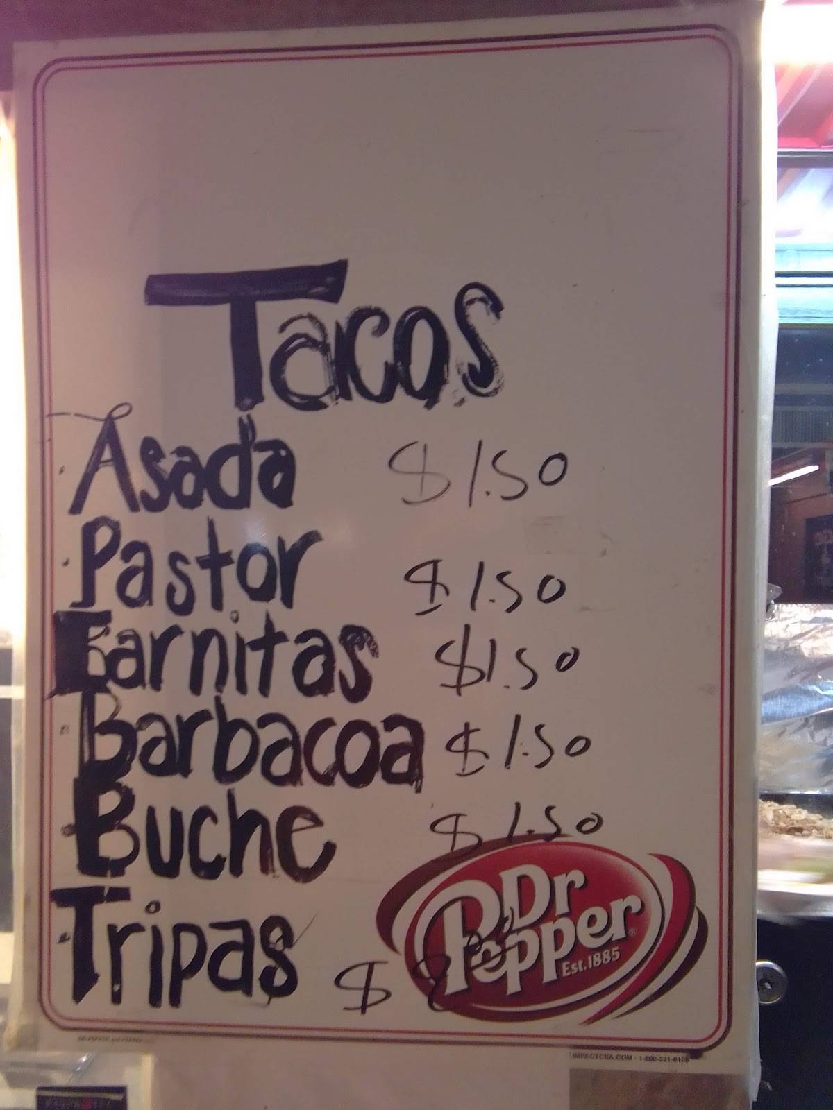 Menu at Raider Burrito restaurant, Lubbock, 19th St