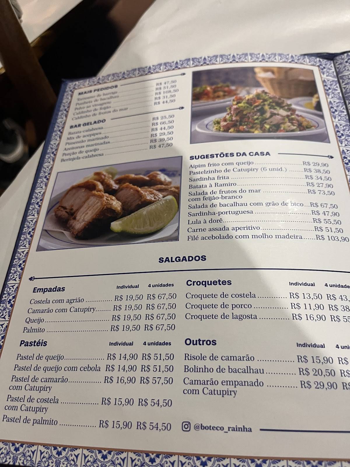 Rainha cardápio