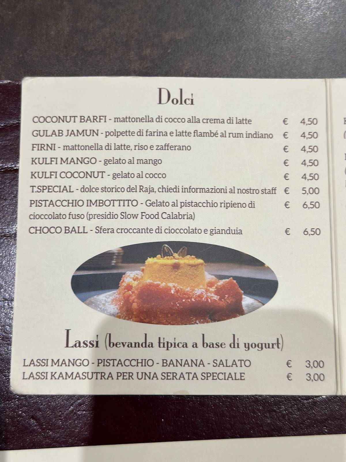 Menu di Raja Indian Lounge Restaurant 