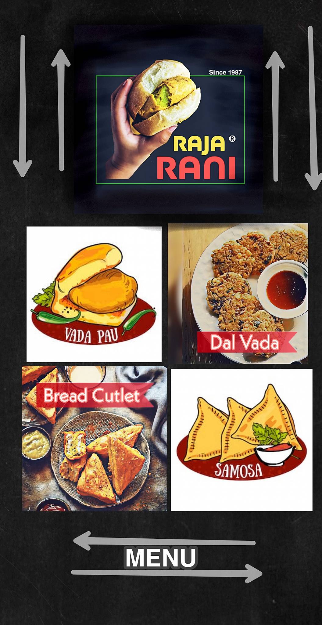 Raja Rani Vada Pav Center menu