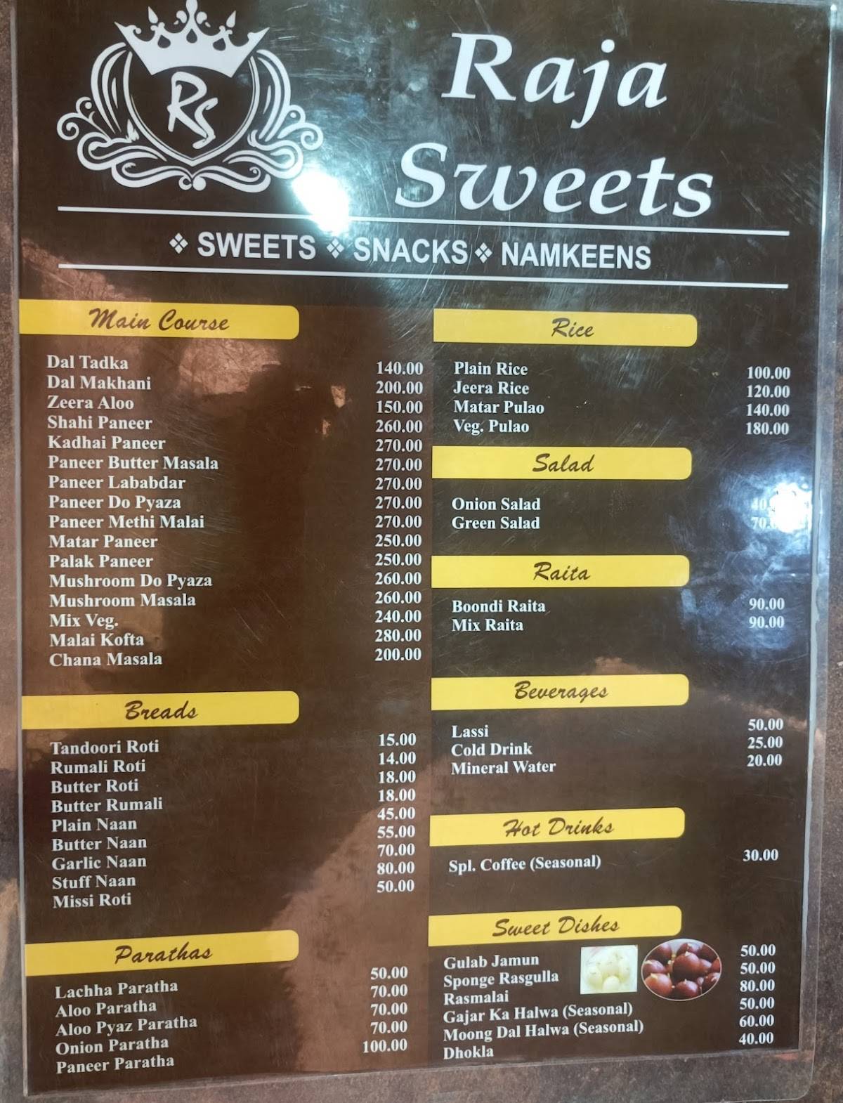 Raja Sweets menu