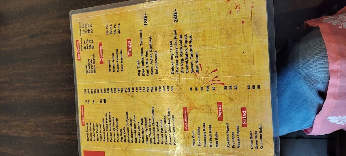 Rajshree sweets and Restaurant menu