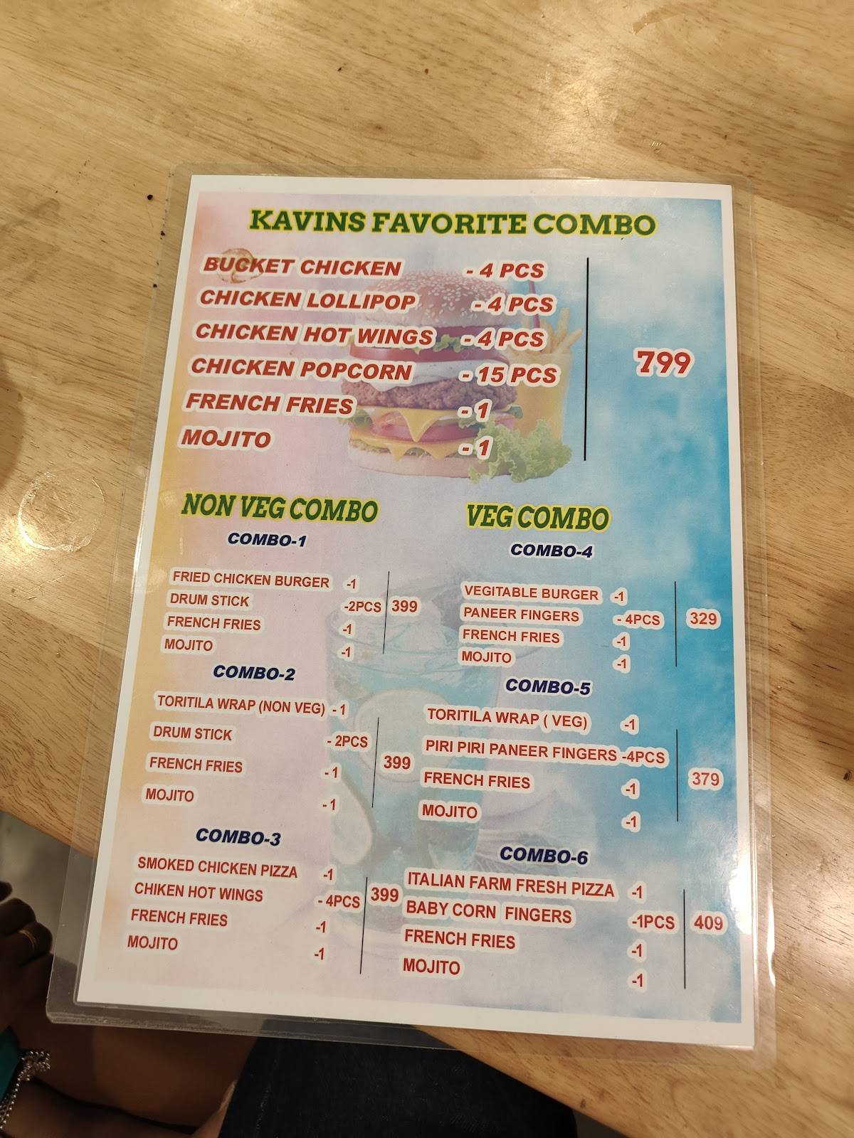 Kavin's Bake House menu
