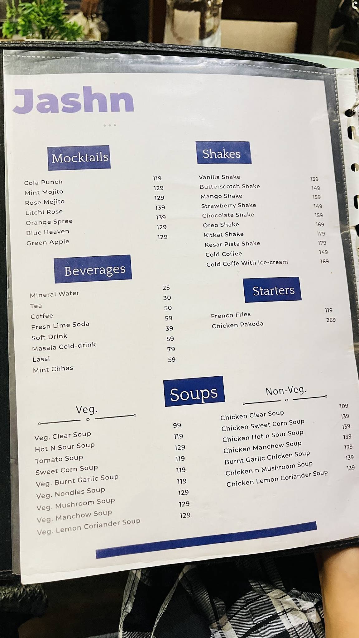 Jashn,The Restaurant menu