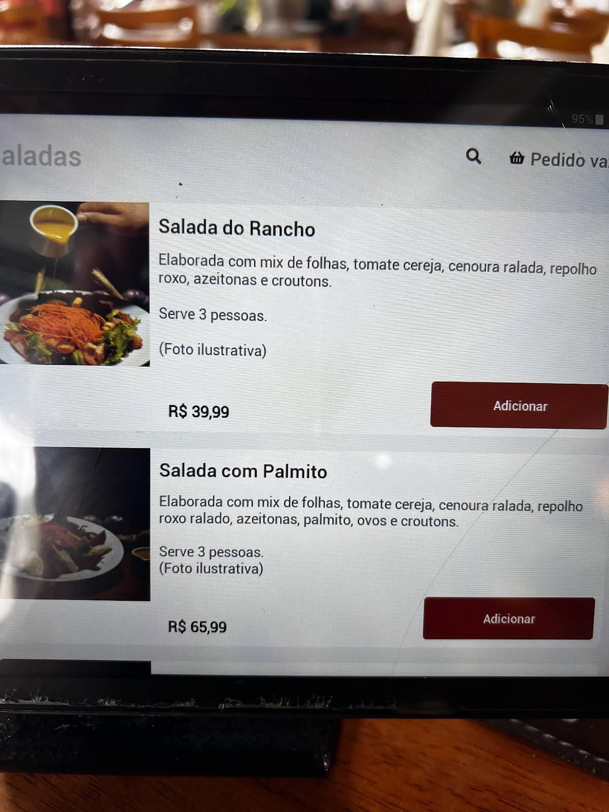 Rancho 75 cardápio