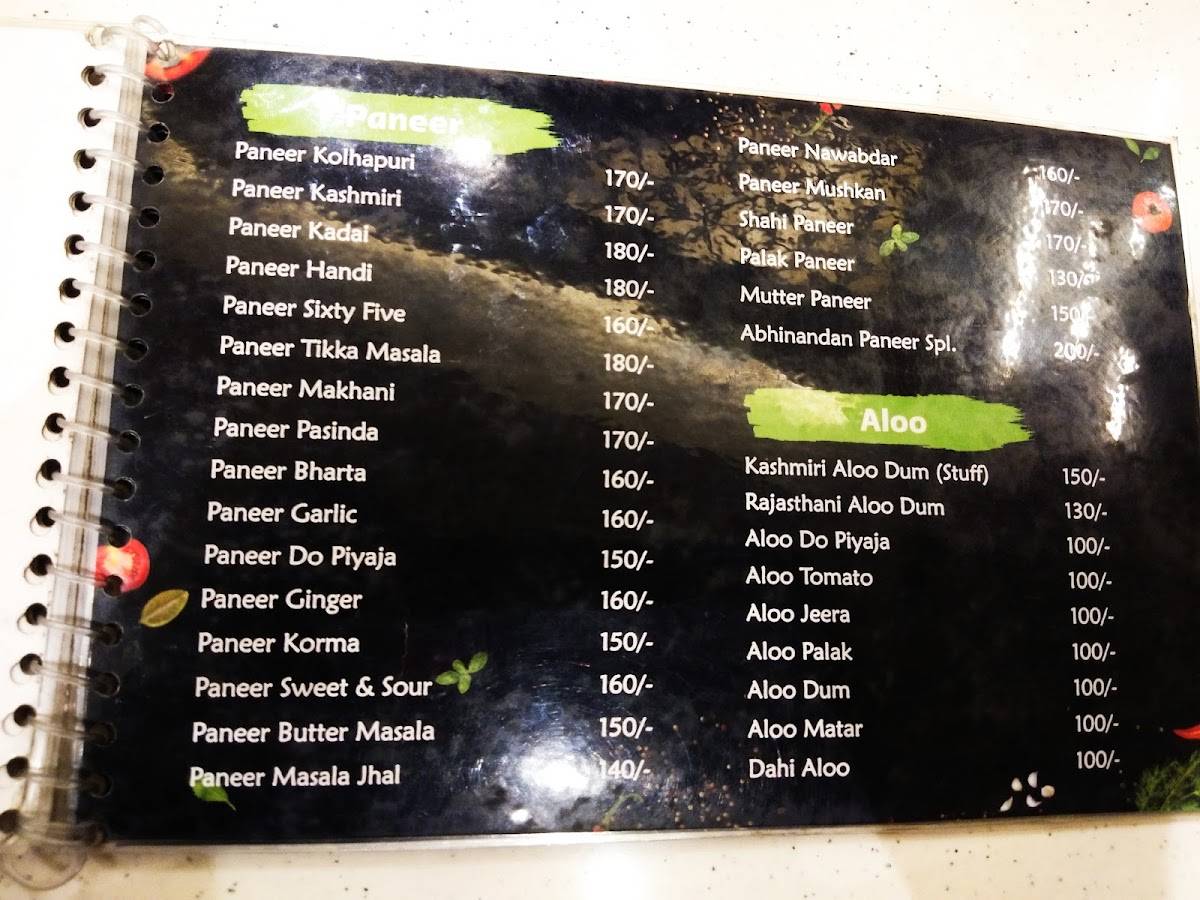 Abhinandan Veg Ac Resturant menu