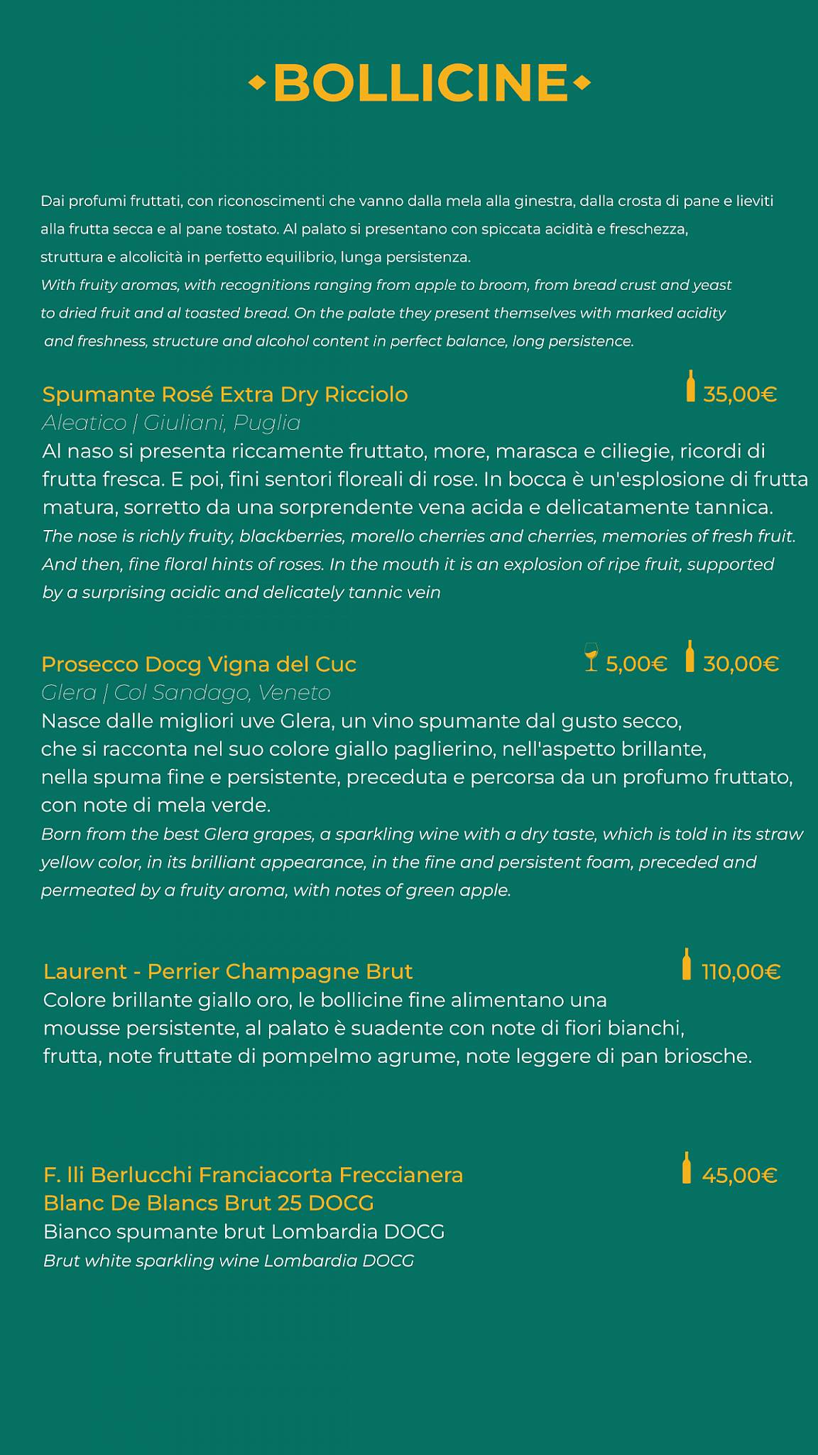 Menu di Raquel Experience 