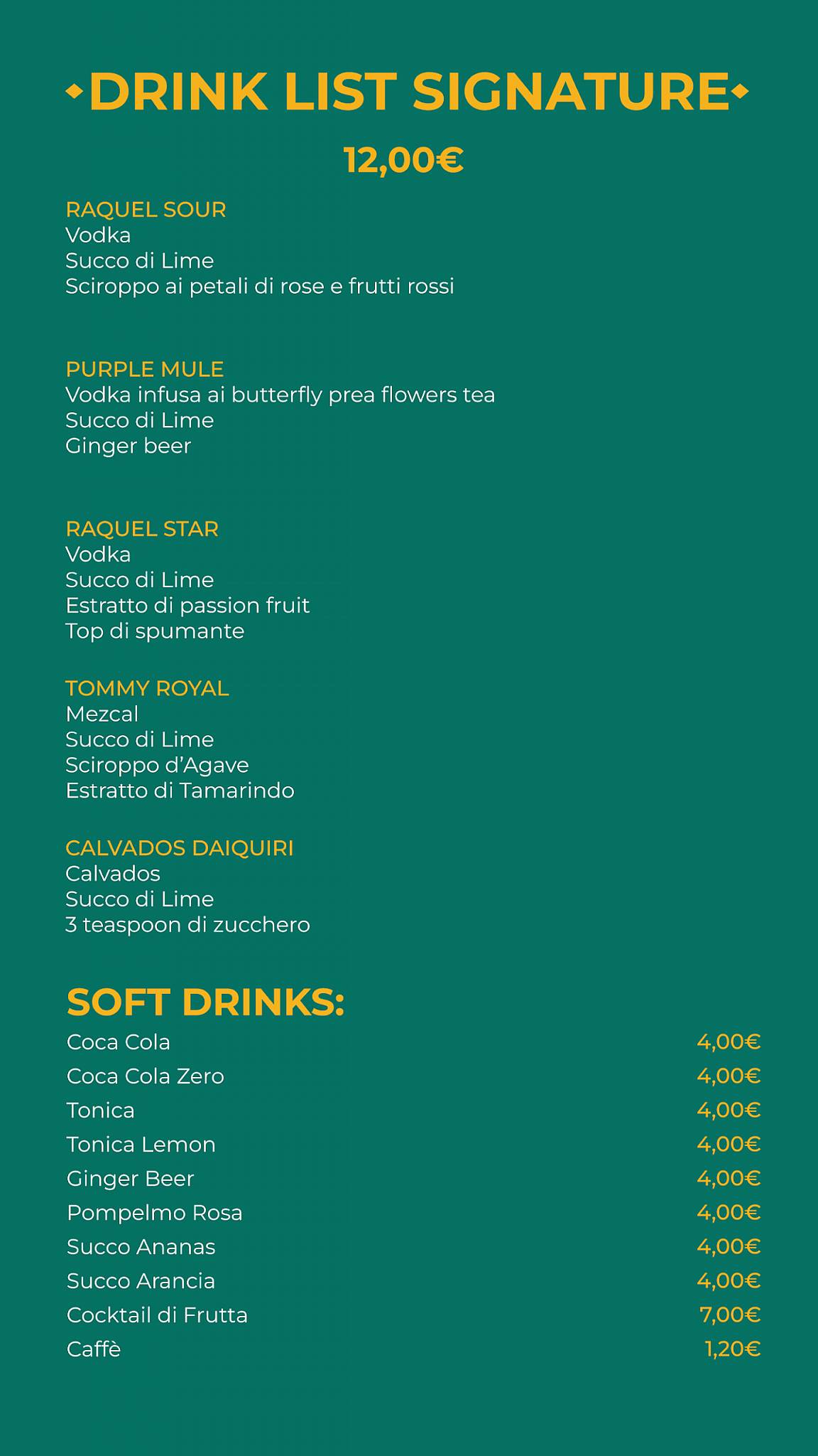 Menu di Raquel Experience 