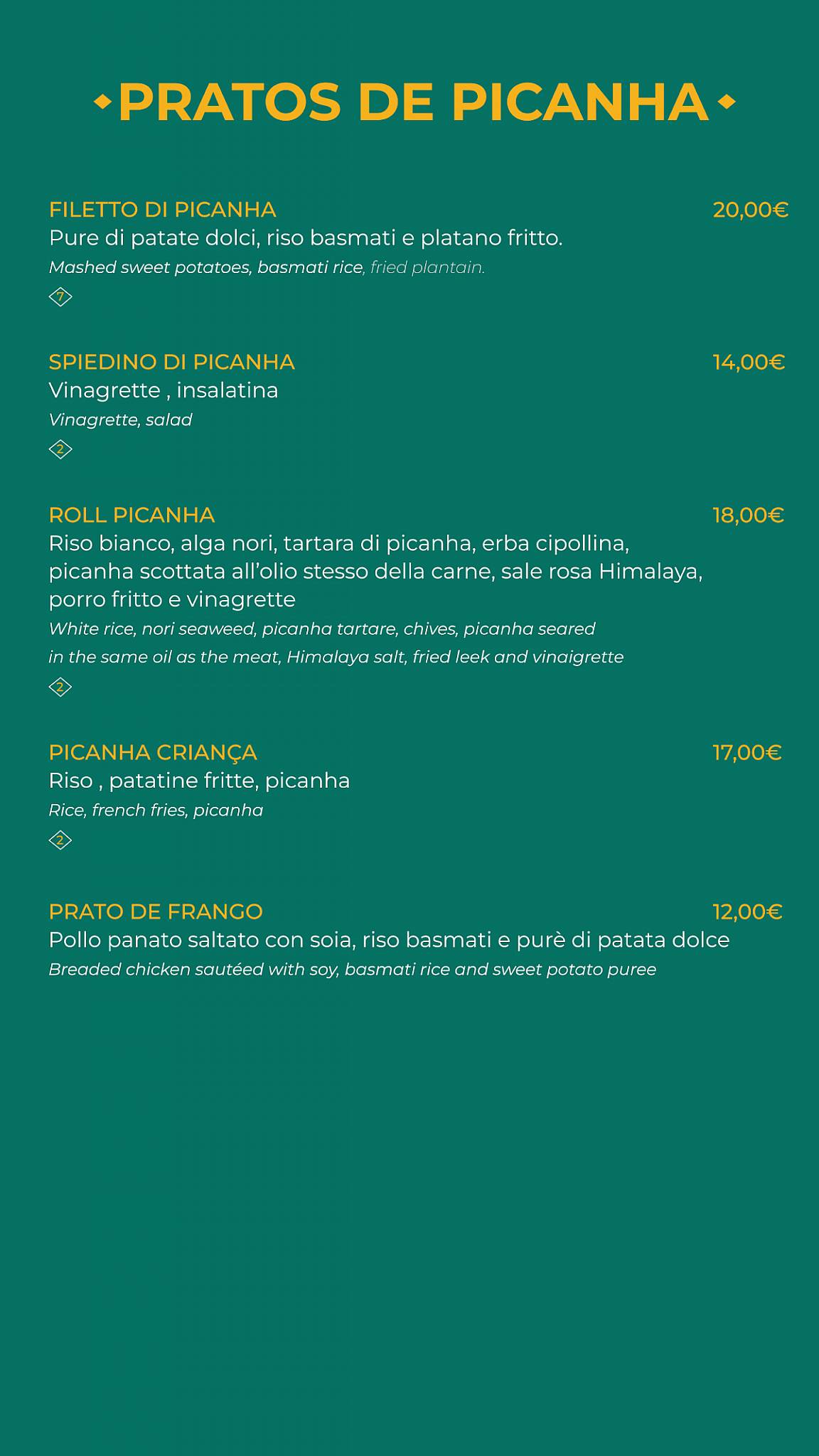 Menu di Raquel Experience 