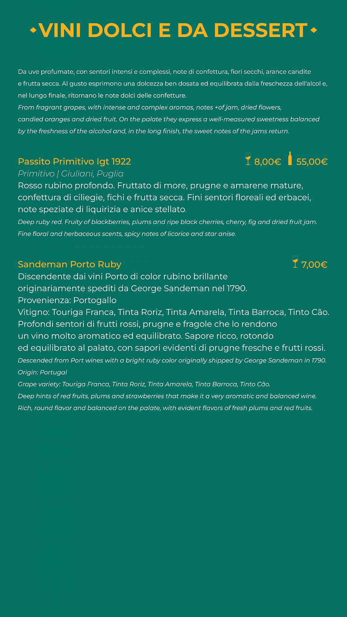 Menu di Raquel Experience 