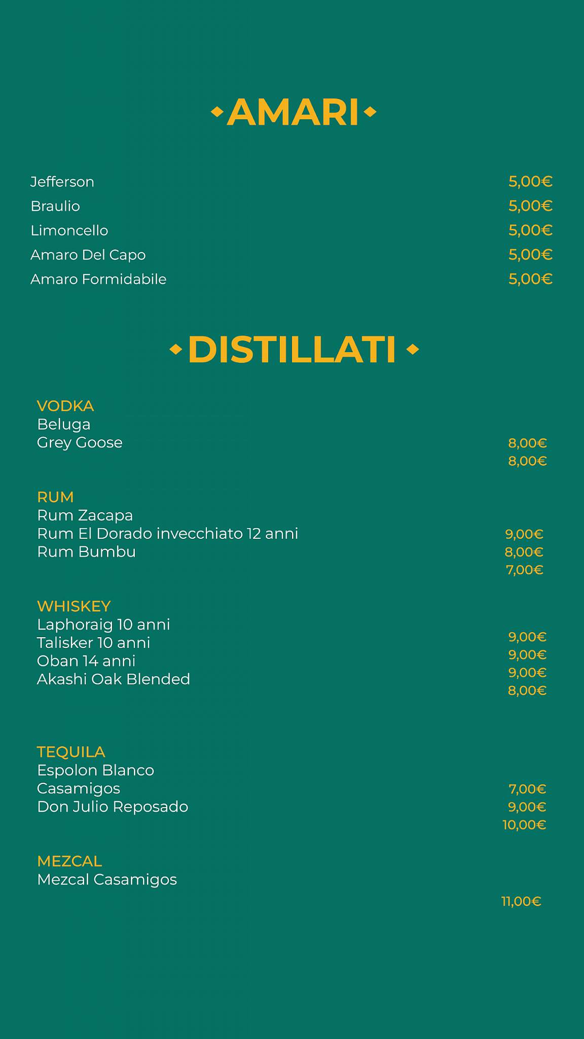 Menu di Raquel Experience 