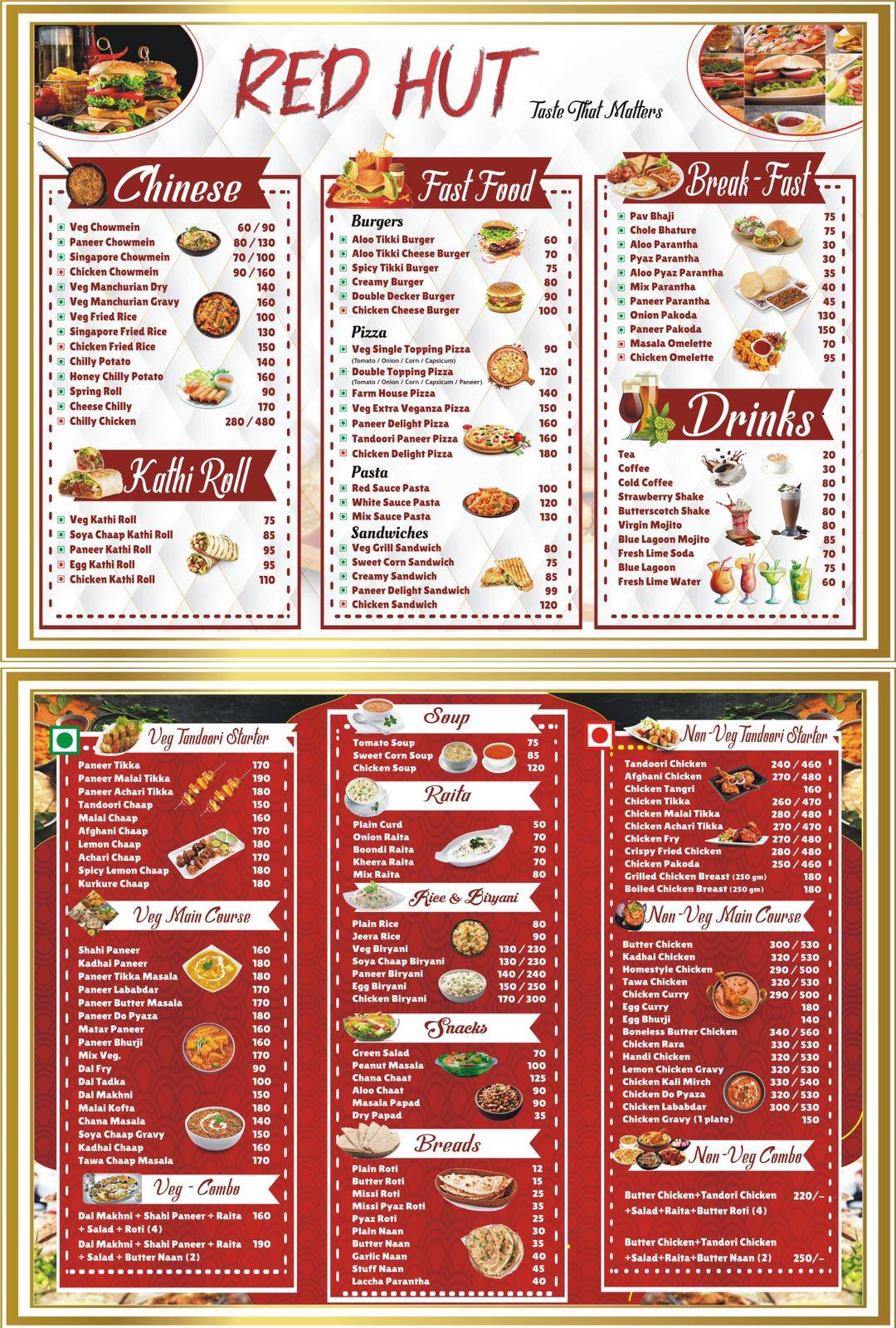 Red Hut menu