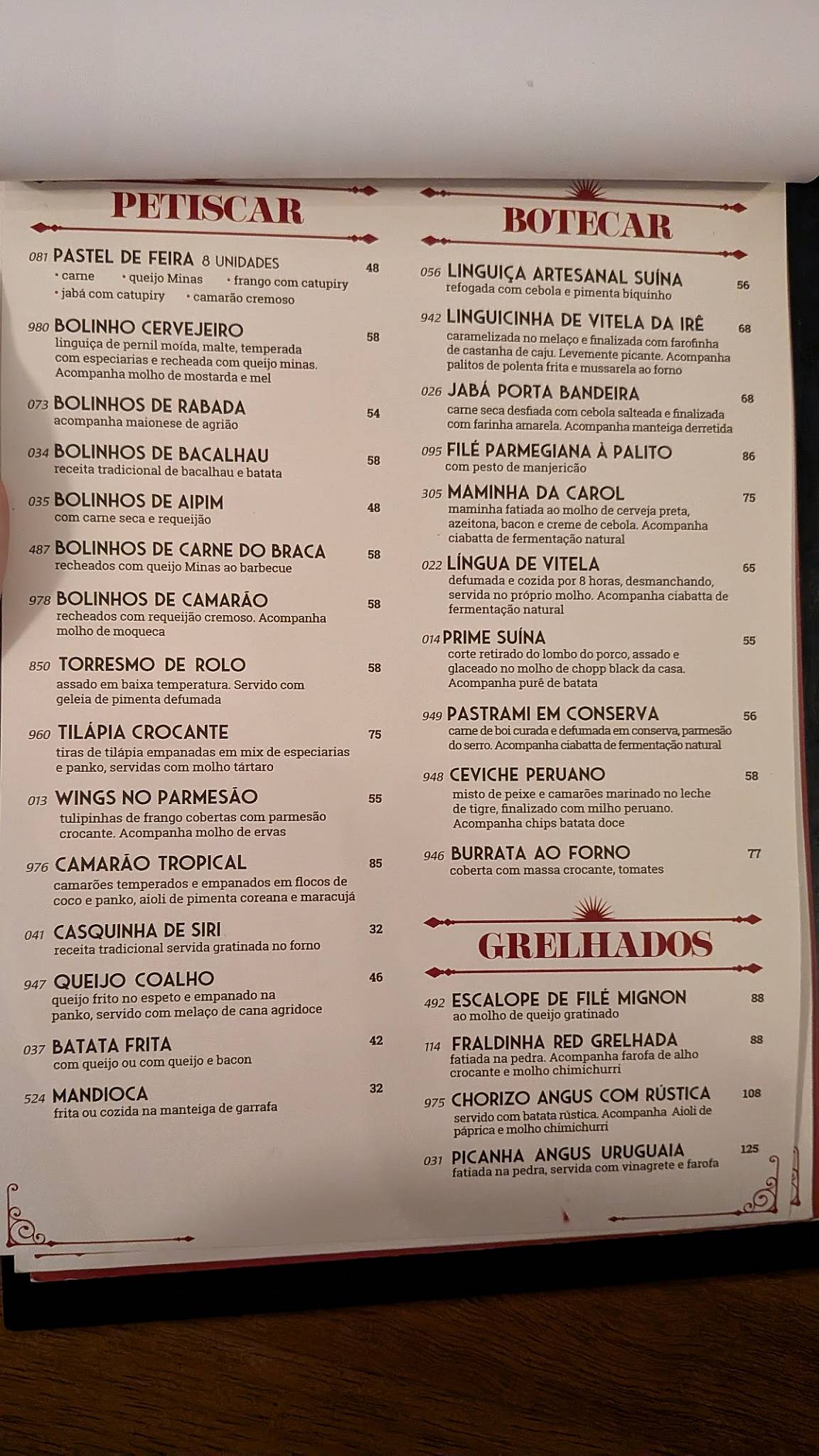 Redentor Bar cardápio