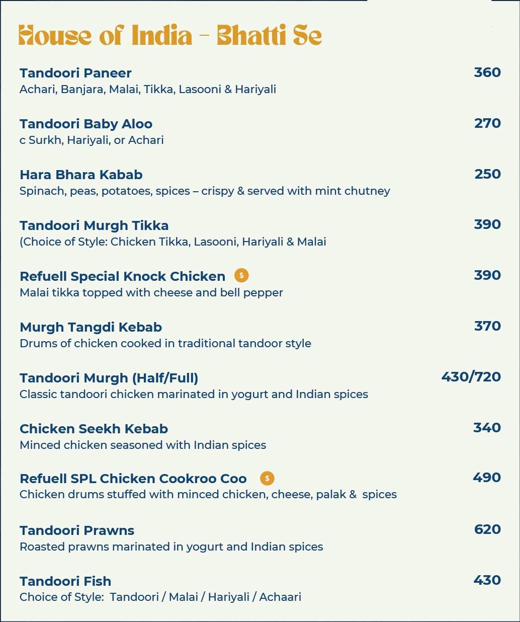 Refuell Restobar menu