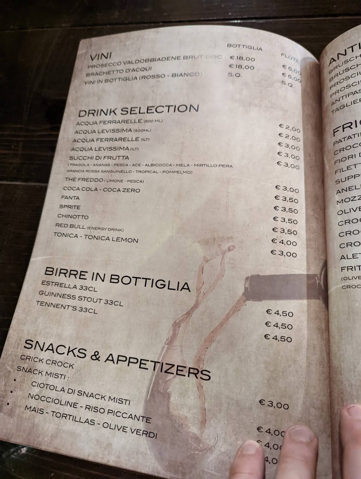 Menu de Reggae Night Pub