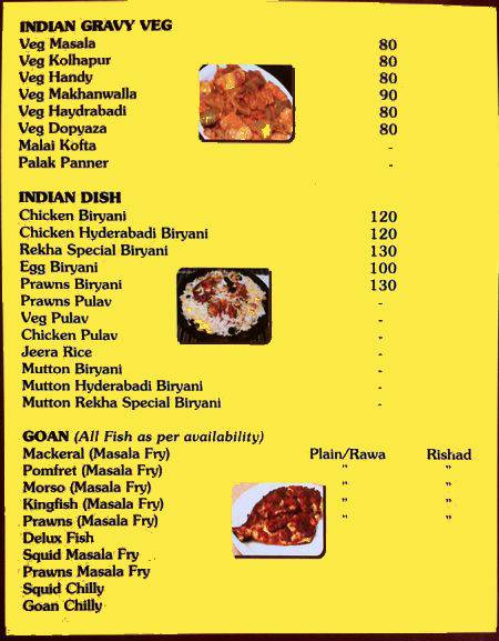 Rekha fast food (chanekar) menu