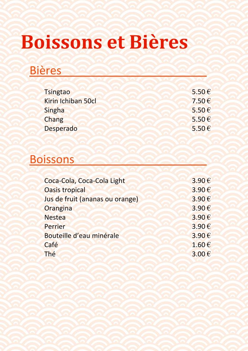 Menu de Restaurant 7 Et 7 Pau