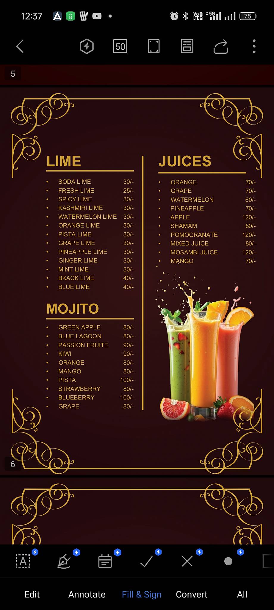 ANNAM RESTAURANT menu