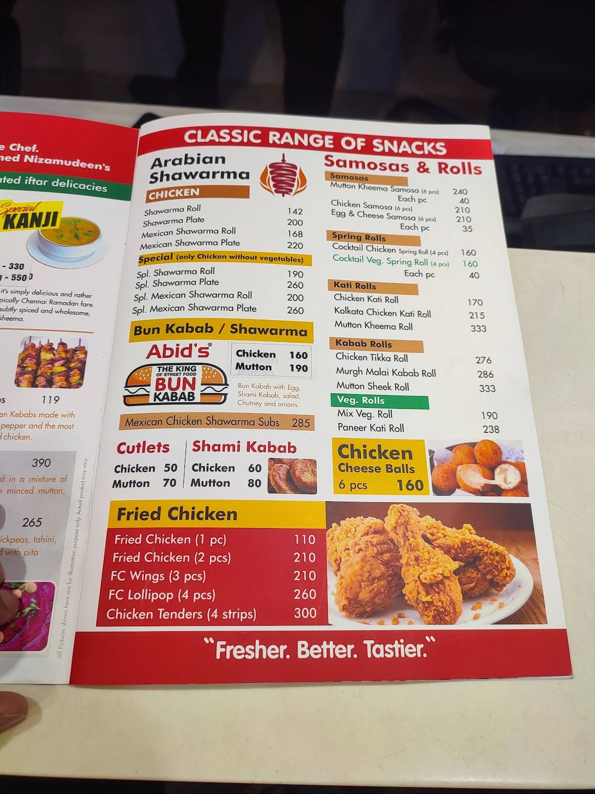 Abid's Chetpet menu