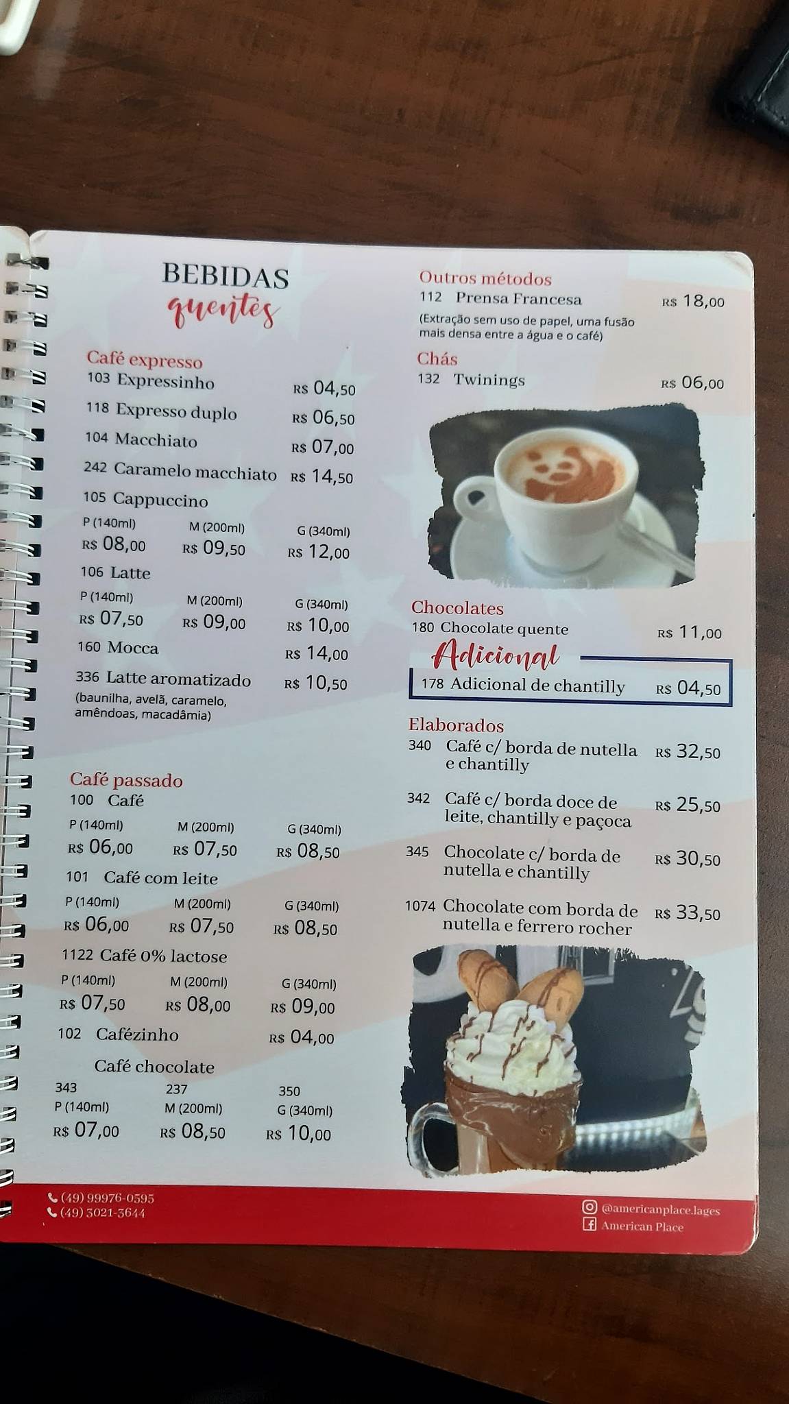 American Place cardápio