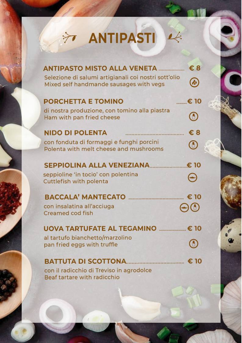 Menu di Antica Trattoria Antenore 